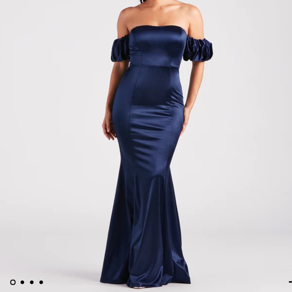Rose Formal Satin Off-The-Shoulder Mermaid Dress